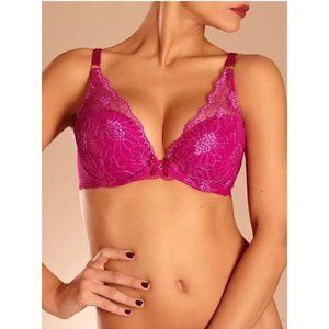 CHANTELLE Opera Push-Up Underwire Demi Bra Removable Pads #1272 Fuchsia Pink 32A